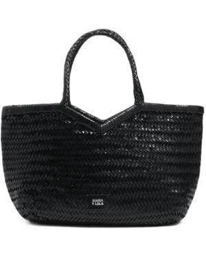Bimba Y Lola Large Plaited Leather Shopper Bag - Black