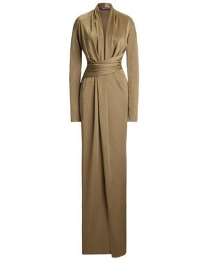 Ralph Lauren Ashten Metallic-Jersey Maxi Dress - Natural
