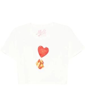 Melt Graphic-Print Cropped T-Shirt - White
