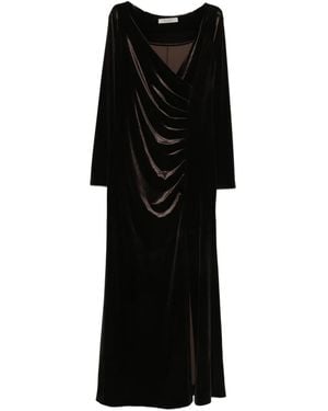 D.exterior Draped Long-Sleeve Dress - Black