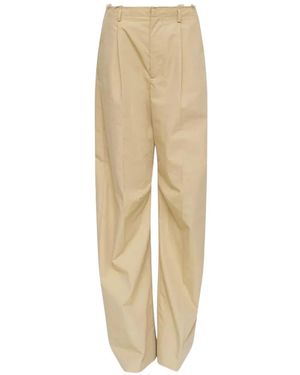 MM6 by Maison Margiela Raw-Edge Pleated Trousers - Natural