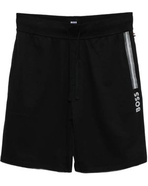 BOSS Logo-Printed Shorts - Black