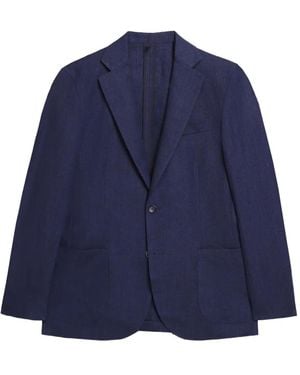 Brooks Brothers Linen Two-Button Blazer - Blue