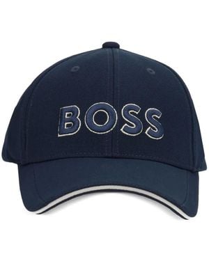 BOSS Piqué Knit Cap With Embroidered Logo - Blue