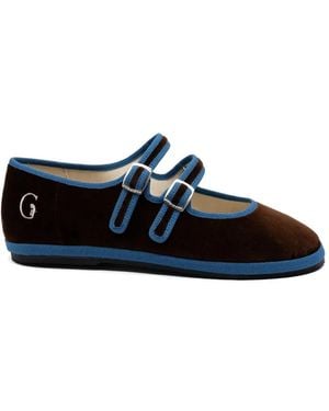 Gondolina Mary Jane Velvet Ballet Flats - White