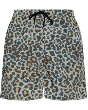 AllSaints Silesia Leopard-Print Swim Shorts - Grey
