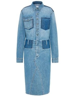 Maison Margiela Minimal Denim Midi-Hemdkleid Im Patchwork-Look - Blau
