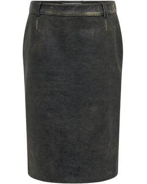 Marine Serre Moon Leather Midi Skirt - Grey