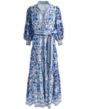 Alice + Olivia Cora Tiered Shirt Dress - Blue