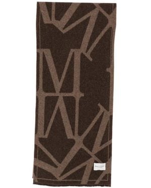 Marc O' Polo Logo-Intarsia Wool Scarf - Brown