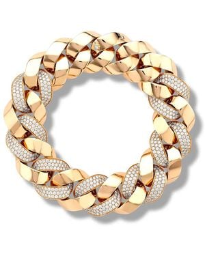 Pragnell 18Kt Rose Diamond Cuba Medium Chain Bracelet - Metallic