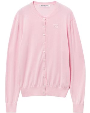 Alexander Wang Cardigan Con Logo Goffrato - Rosa