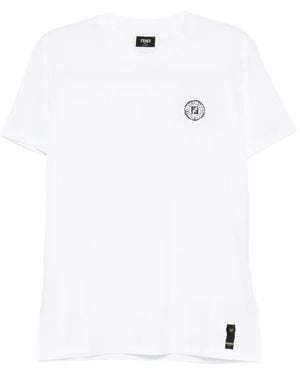 Fendi Camiseta con logo bordado - Blanco