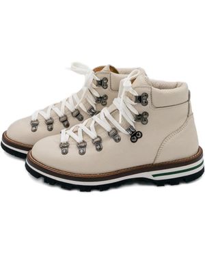 Monpiz Segale Lace-Up Leather Boots - White