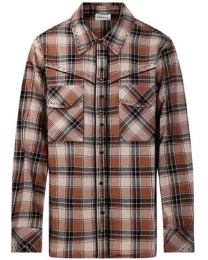 P.A.R.O.S.H. Stud-Embellished Checked Shirt - Brown