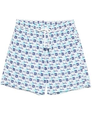 Fiorio Milano Geometric-Print Swim Shorts - Blue