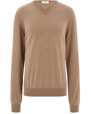 Ferragamo V-Neck Jumper - Brown