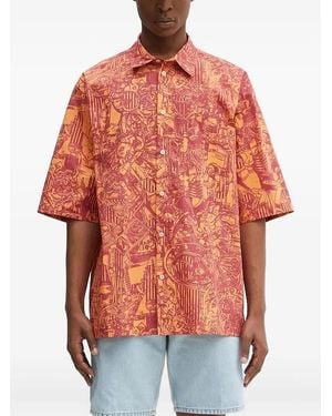 Marcelo Burlon アブストラクトパターン シャツ - オレンジ