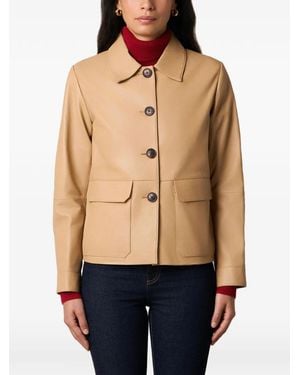 Brooks Brothers Shirt-Collar Leather Jacket - Blue