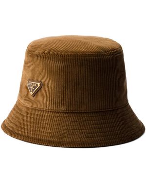Prada Cotton Corduroy Bucket Hat - Brown