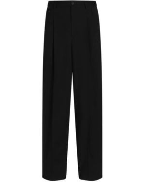 Dolce & Gabbana Virgin Wool Gabardine Trousers - Black