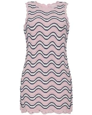 Cara Cara Suzi Crochet Striped Mini Dress - White