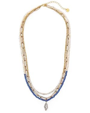 Undercover Beaded Clock-Pendant Necklace - Blue