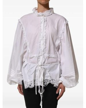 Dolce & Gabbana Ruffled Lace-Embellished Blouse - Grey
