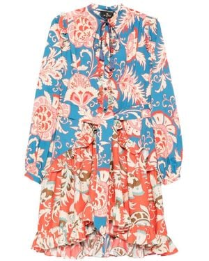 Etro Floral Ruffled Mini Dress - White
