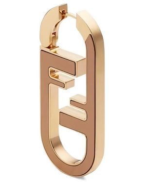 Fendi O'Lock Logo-Plaque Earring - Metallic