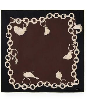 Jacquemus Pañuelo De Seda Con Cadena Estampada - Negro