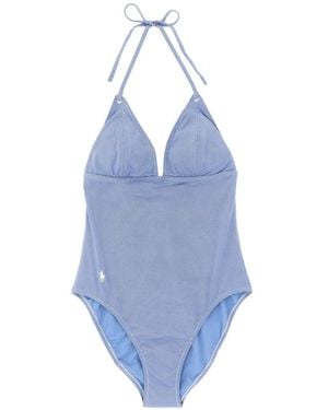 Polo Ralph Lauren Halterneck Embroidery Swimsuit - Blue