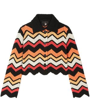 Alanui Kaleidoscopic Chevron Knitted Jacket - Black