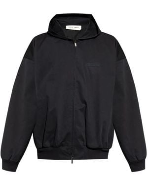 Fear Of God Logo-Patch Hooded Jacket - Blue