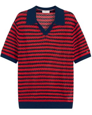 Tommy Hilfiger Striped Short-Sleeve Sweater - Red