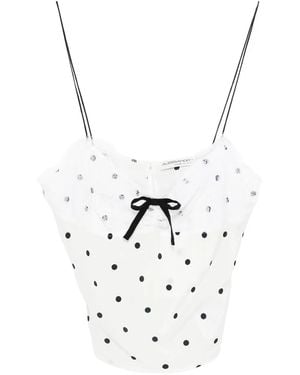 Alessandra Rich Polka-Dot Print Tank Top - White