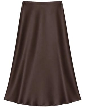 Clips Satin-Finish A-Line Maxi Skirt - Brown