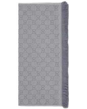 Gucci Gg Supreme Schal Mit Fransen - Grau
