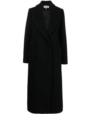 Loewe Single-Breasted Wool Coat - Black