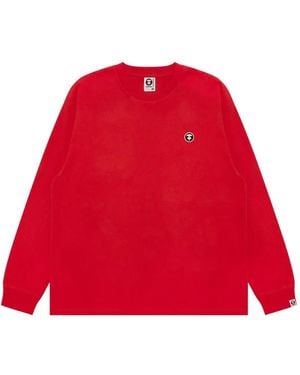 Aape By A Bathing Ape Moonface-Patch Long-Sleeved T-Shirt - Red