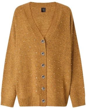 Pinko Fully Rhinestoned Wool-Blend Cardigan - Orange