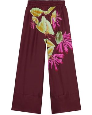 Pierre Louis Mascia Aloegots Floral-Print Wide-Leg Trousers - Red