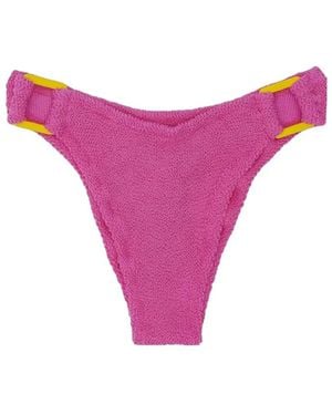 MC2 Saint Barth Crinkle-Effect Ring-Detail Bikini Bottoms - Pink