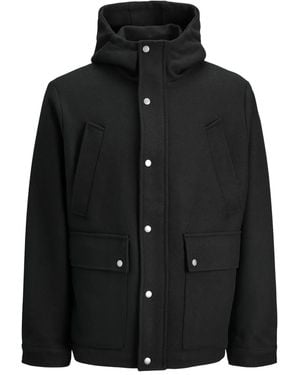 R.D.D. by Jack & Jones Hooded Buttoned Jacket - Black