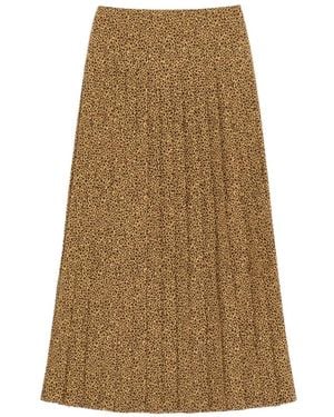 Valentino Garavani Crepe De Chine Skirt With Fauve Eclat Micromacula Print - Natural