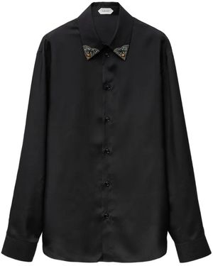 Versace Silk-Poplin Regular Shirt - Black