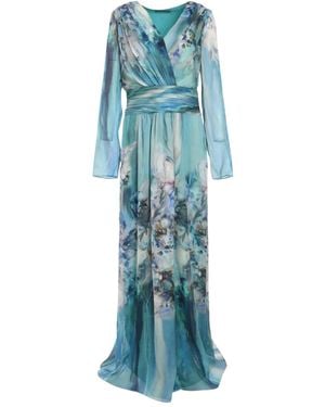 Alberta Ferretti Wickelkleid mit Blumen-Print - Blau