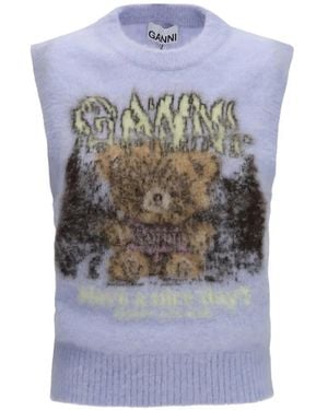 Ganni Crew-Neck Vest - Blue