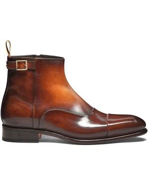 Santoni Leather Zip-Up Boots - Brown