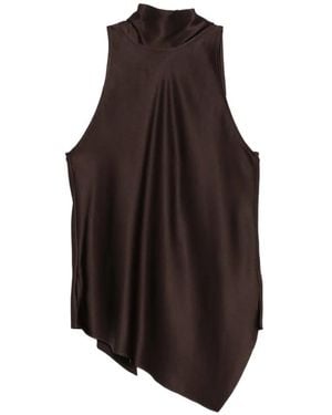 Brunello Cucinelli Asymmetrisches Seidenoberteil - Braun